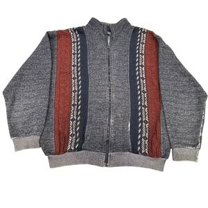 Vintage John Blair Sweater Jacket Mens Medium 90s Y2K Grandpa Dadcore Zip Up